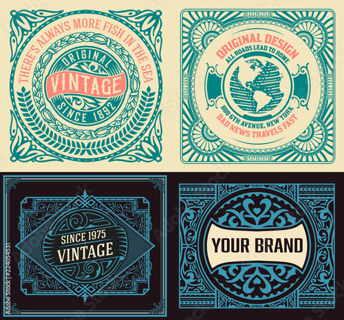 Set of 4 vintage labels