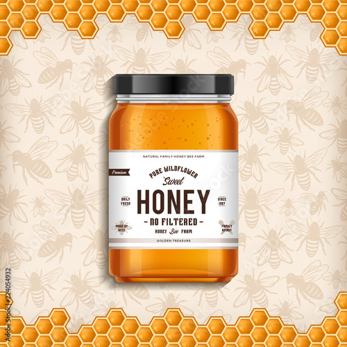 Wildflower honey glass jar illustration