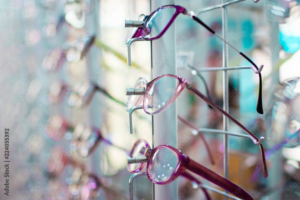 Eye glasses in a store Eye glasses in a store