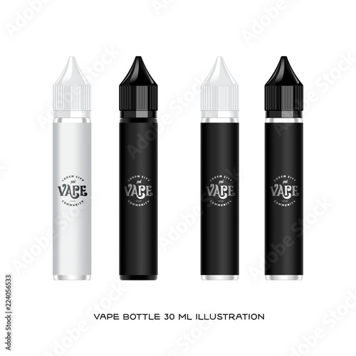 Vape liquid plastic bottle packaging mockup. Vector illustration.