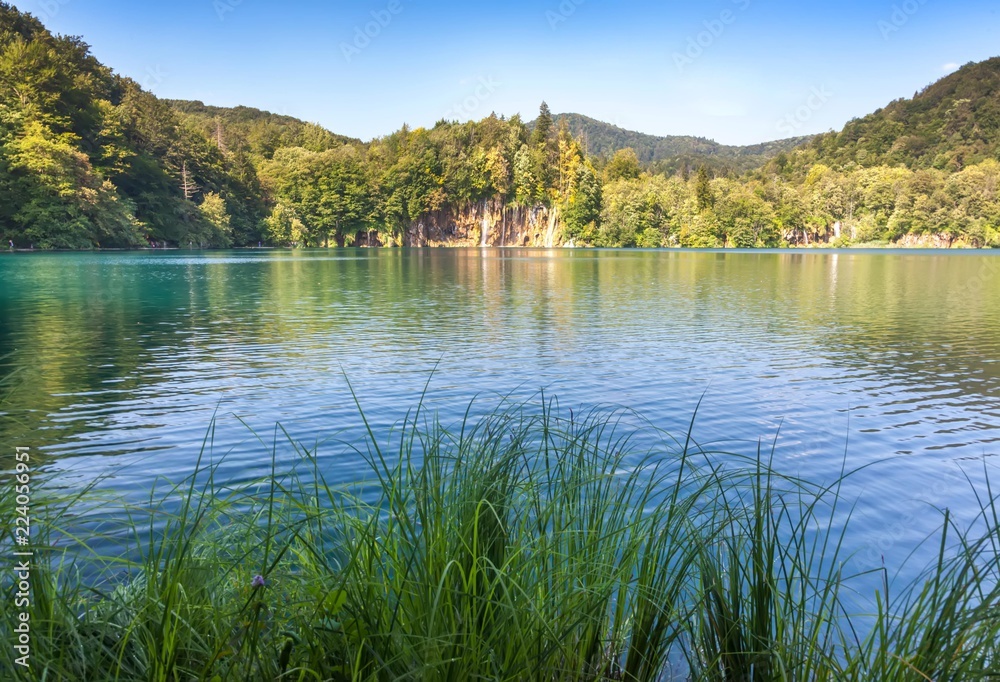 Beautiful lake in Plitvice National Park 