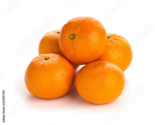 fresh tangerines isolated on white background