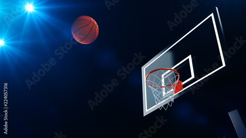3D illustration of Basketball hoop in a professional basketball arena. © artegorov3@gmail