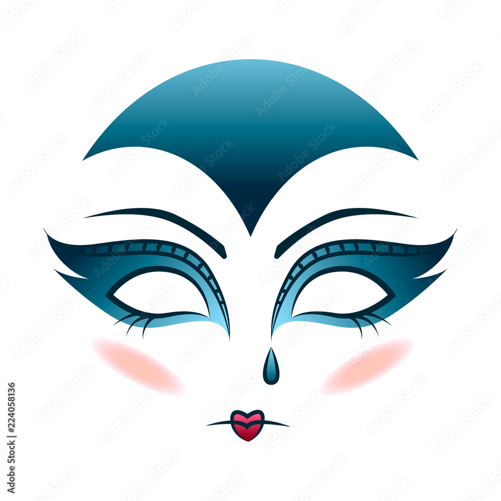 Carnival mask sad clown harlequin on an isolated background. Vector Carnival mask sad clown harlequin on an isolated background. Vector