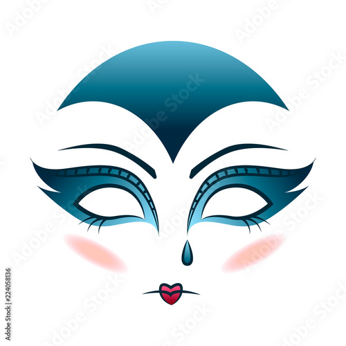 Carnival mask sad clown harlequin on an isolated background. Vector