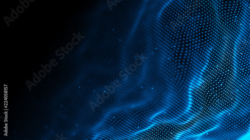 Data technology background. Abstract background. Connecting dots and lines on dark background. 3D rendering. 4k.