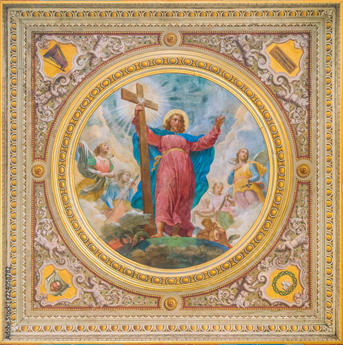 Jesus fresco in the ceiling of the Church of the Suore Missionarie di Gesù Eterno Sacerdote, in Rome, Italy.
