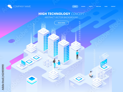 Big data flow processing. High technology concept.