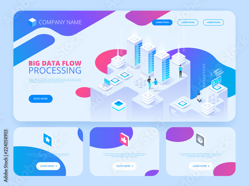 Big data flow processing. High technology concept.