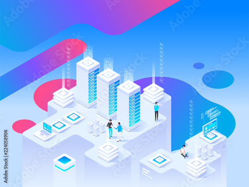 Big data flow processing. High technology concept.