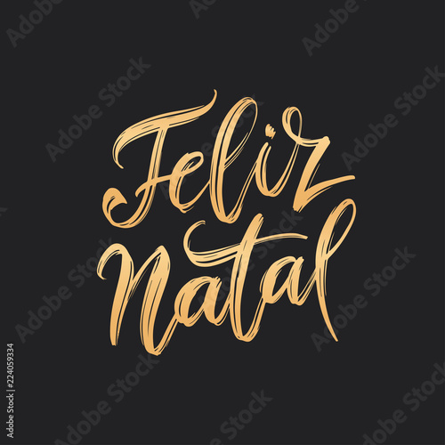 Feliz Natal portuguese Merry Christmas lettering. Vector illustration. photo