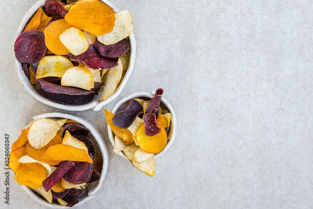Bowl of Healthy Snack from Vegetable Chips Bowl of Healthy Snack from Vegetable Chips