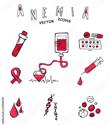 Anemia doodle icons