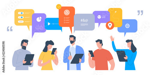 Businessmen discuss social network, news, social networks