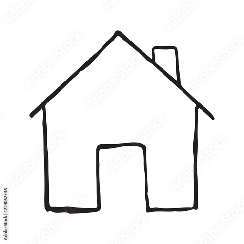 Doodle house icon outline