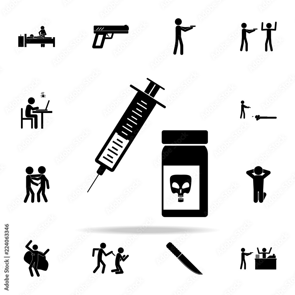 Fototapeta premium syringe and poison bank icon. Crime icons universal set for web and mobile
