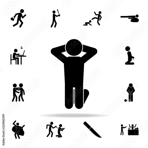 arrested man on his knees icon. Crime icons universal set for web and mobile