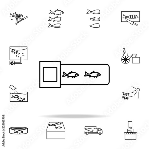 fish on the production line icon. fish production icons universal set for web and mobile