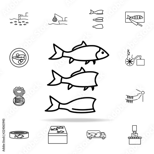 cutting fish icon. fish production icons universal set for web and mobile