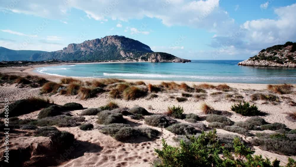 The famous Voidokilia Beach in Messinia Greece Peloponnese, mediterranean Europe. Holidays travel adventure concept. Time lapse The famous Voidokilia Beach in Messinia Greece Peloponnese, mediterranean Europe. Holidays travel adventure concept. Time lapse