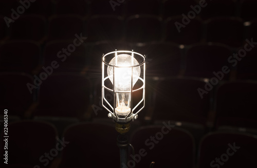 ghost light lamp on theatre stage