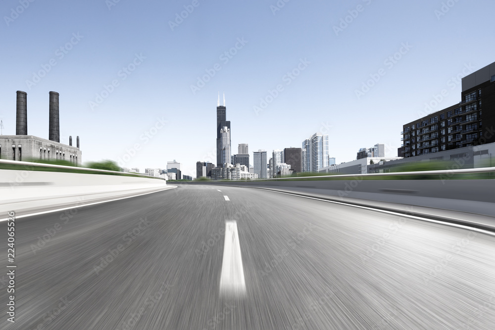empty highway through modern city