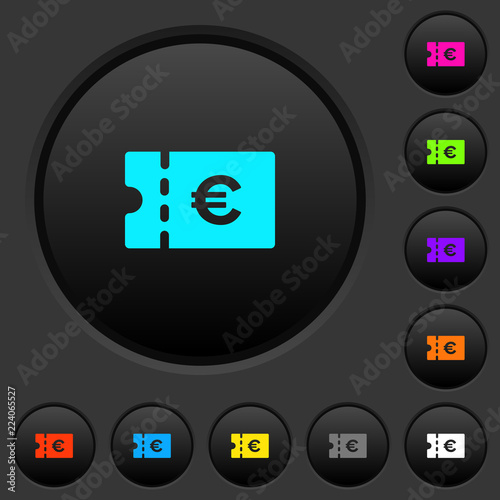 Euro discount coupon dark push buttons with color icons