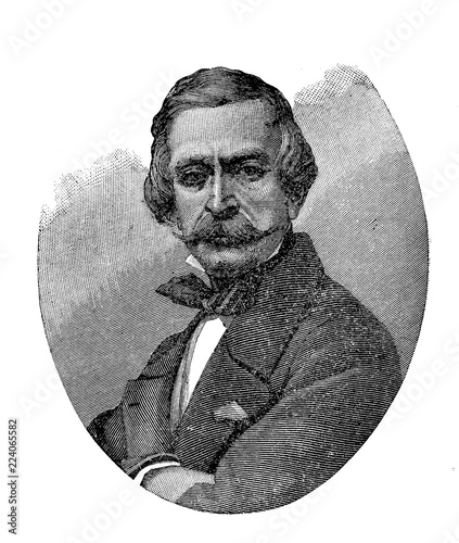 Engraving portrait of Massimo Taparelli, Marquess of Azeglio (1798-1866), Piedmontese Italian staesman, novelist and painter photo