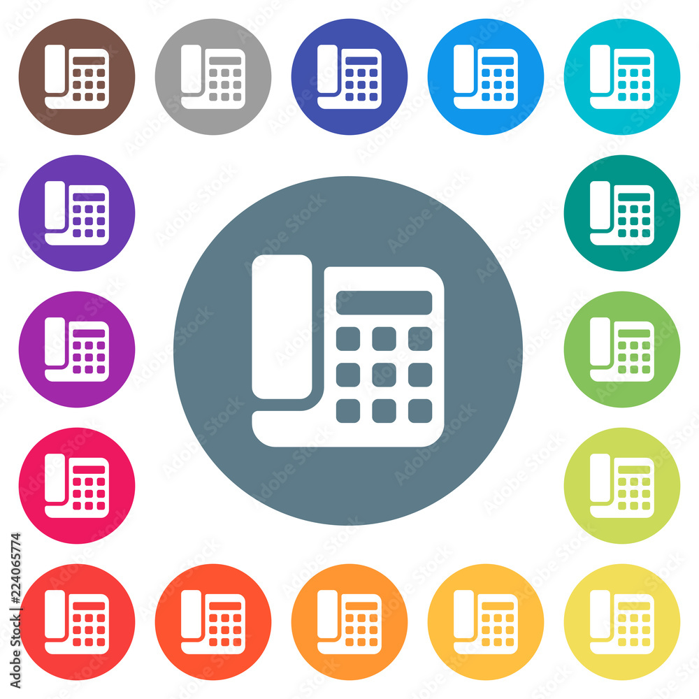 Office phone flat white icons on round color backgrounds Office phone flat white icons on round color backgrounds