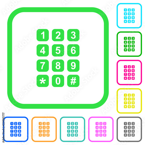 Numeric keypad vivid colored flat icons photo