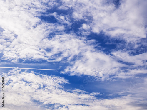 cirrus clouds formation with blue sky background photo