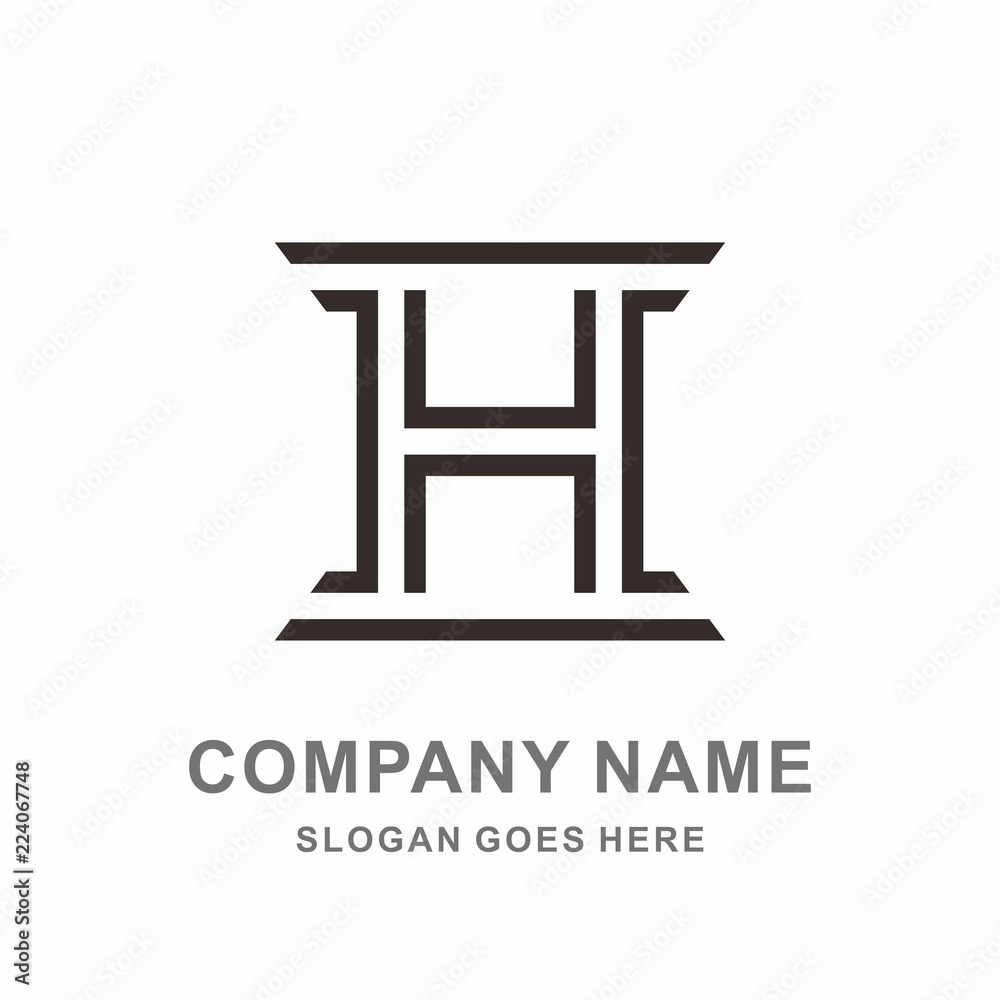 Monogram Letter H Geometric Square Architecture Interior Construction Business Company Stock Vector Logo Design Template