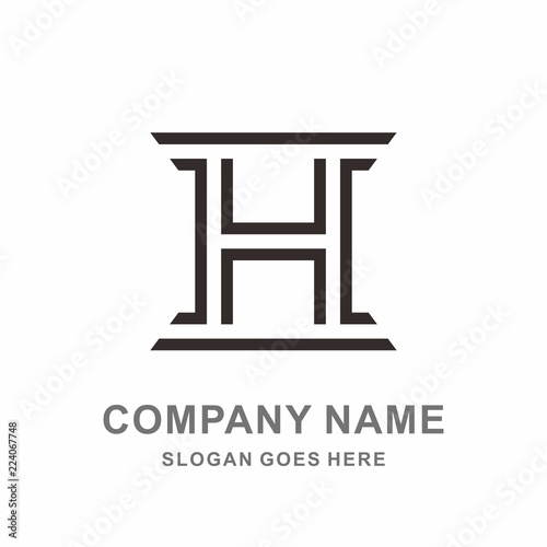 Monogram Letter H Geometric Square Architecture Interior Construction Business Company Stock Vector Logo Design Template
