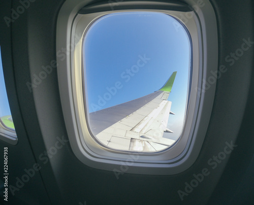 Aiplane Aircraft windows view on the wing aircraft  airlines   aviation skyline transportation