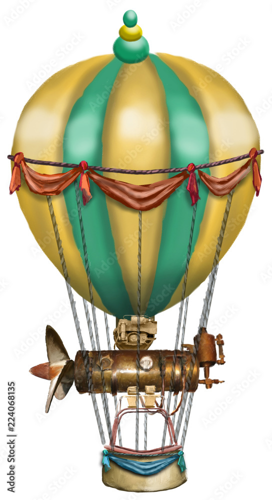 Steampunk Hot Air Balloon Stock Illustration | Adobe Stock