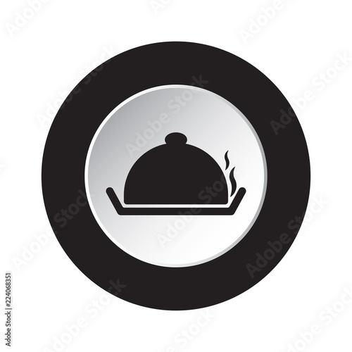 round black, white icon - serving tray with lid
