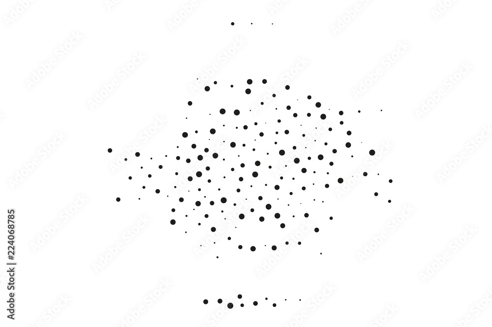 Splatter background. Black glitter blow large and small scale, explosion and splats on white.