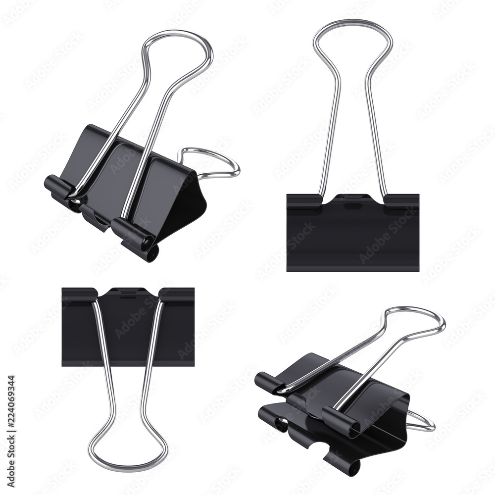 Obraz premium Binder clip collection isolated on white, 3D rendering