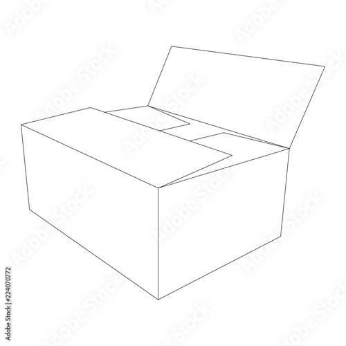 paper box vector illustration lining draw front 