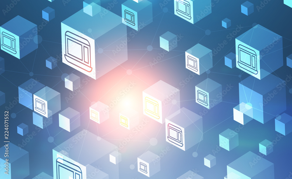 Cubes background and network interface Cubes background and network interface
