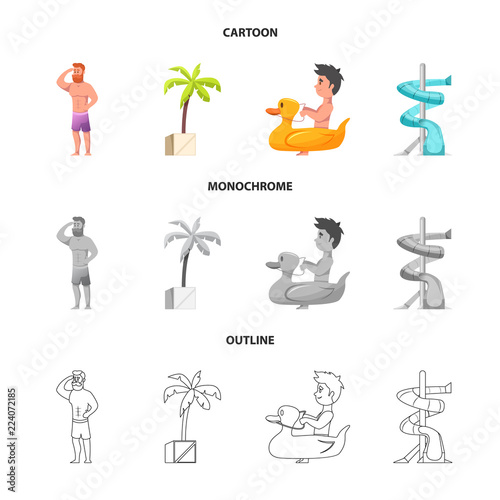 Vector design of pool and swimming logo. Collection of pool and activity stock symbol for web.