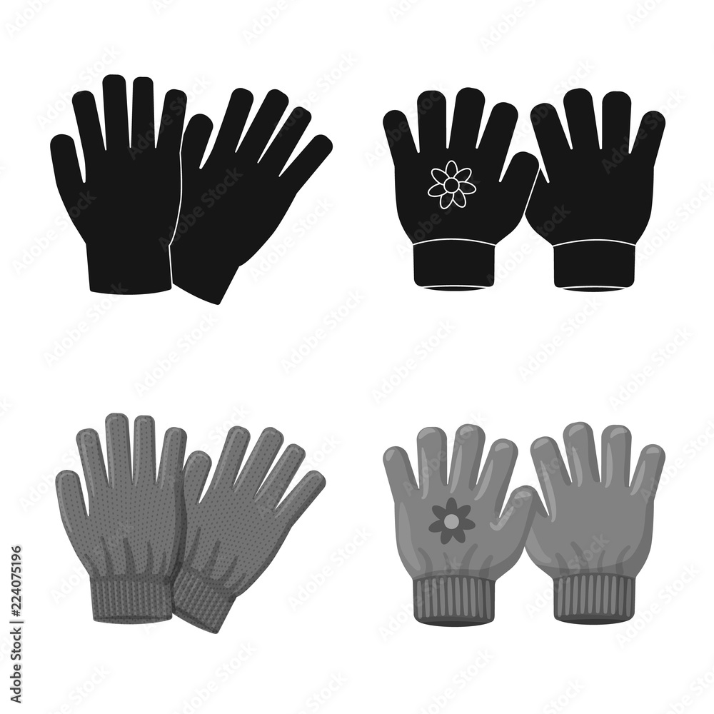 Isolated object of glove and winter icon. Set of glove and equipment stock symbol for web. Isolated object of glove and winter icon. Set of glove and equipment stock symbol for web.