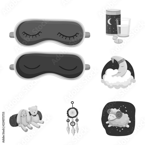 Vector illustration of dreams and night sign. Collection of dreams and bedroom vector icon for stock.