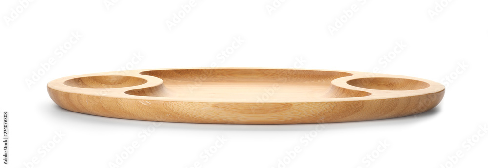 Tray made of bamboo on white background Tray made of bamboo on white background