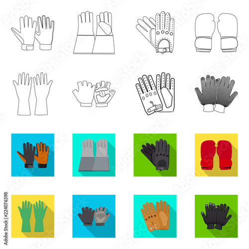 Vector illustration of glove and winter logo. Set of glove and equipment vector icon for stock.