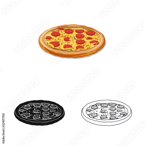 Vector illustration of pizza and food symbol. Set of pizza and italy stock vector illustration.