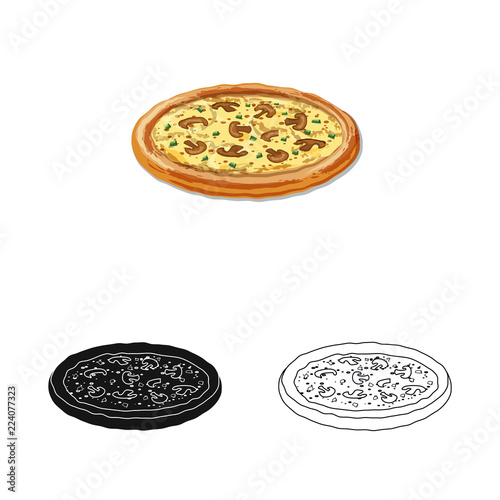 Vector illustration of pizza and food sign. Collection of pizza and italy vector icon for stock.