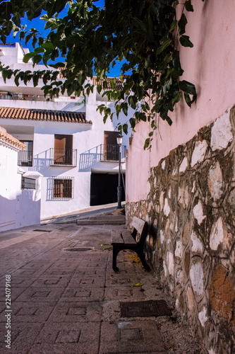 Street. A small traditional Spanish street. Benahavis village, Costa del Sol, Andalusia, Spain. Picture taken – 23 september 2018. photo