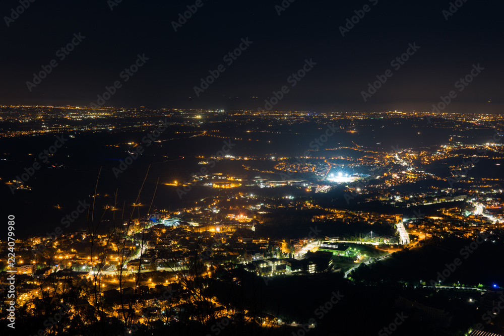 San Marino, Italy The Landscape at night around the castle of Rocca della Guaita