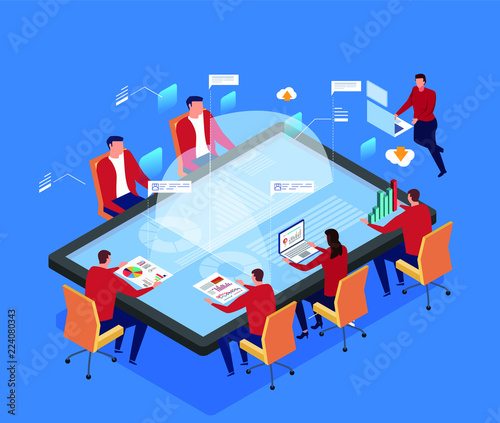 Isometric modern digital technology business analysis
